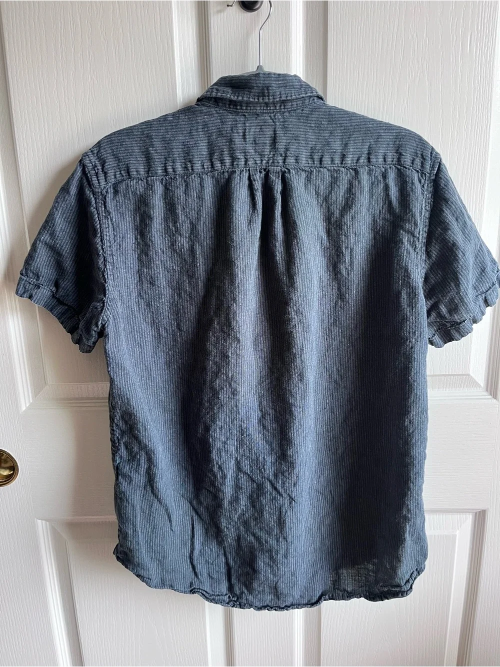 J.Crew 100% Linen Short Sleeve Button Up Shirt Men’s Medium Blue Classic Fit